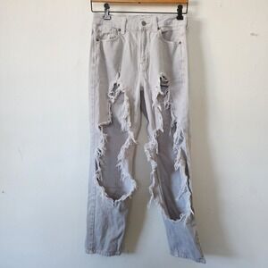 American Eagle Mom Jean Size 4 Regular Distressed Grey